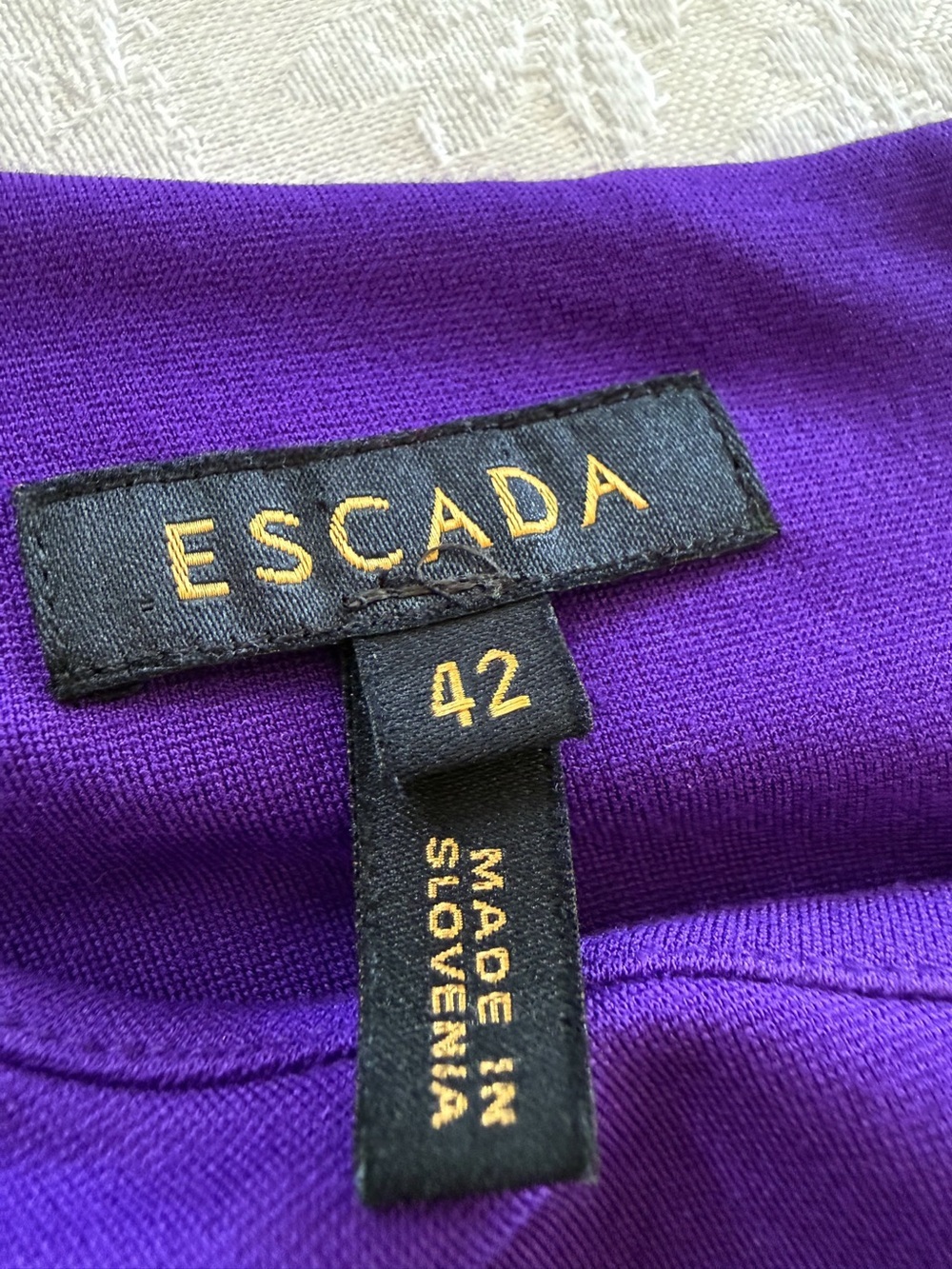 ESCADA Purple Draped Sheath Dress EU 42 Designer Cocktail Midi Dress - Picture 2 of 16